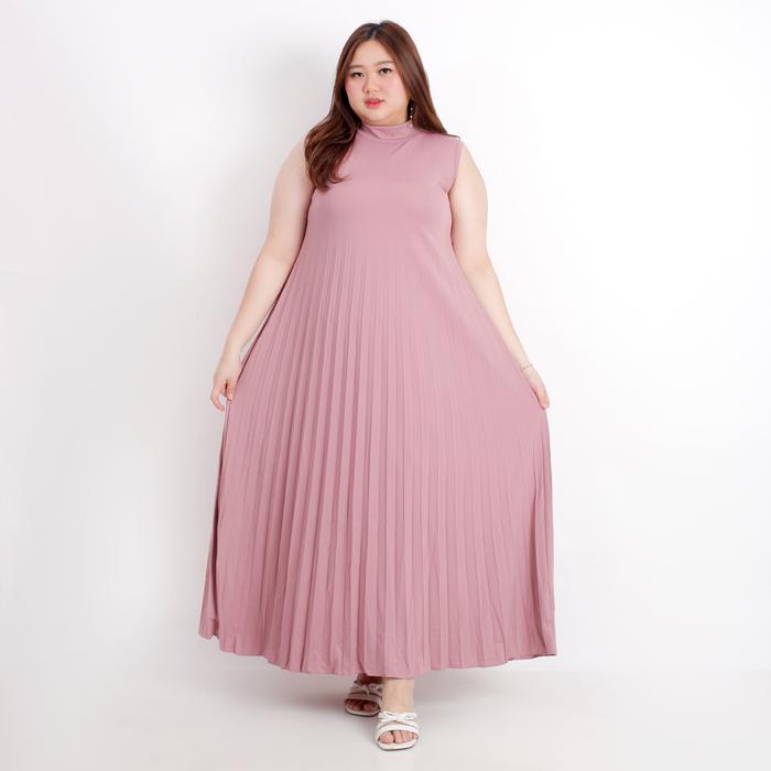 Gambar Eve Baju Pesta Big Size Baju Dress Jumbo Wanita Hyget Premium FDD030 - PINK dari Eve Maternity Store undefined Tokopedia