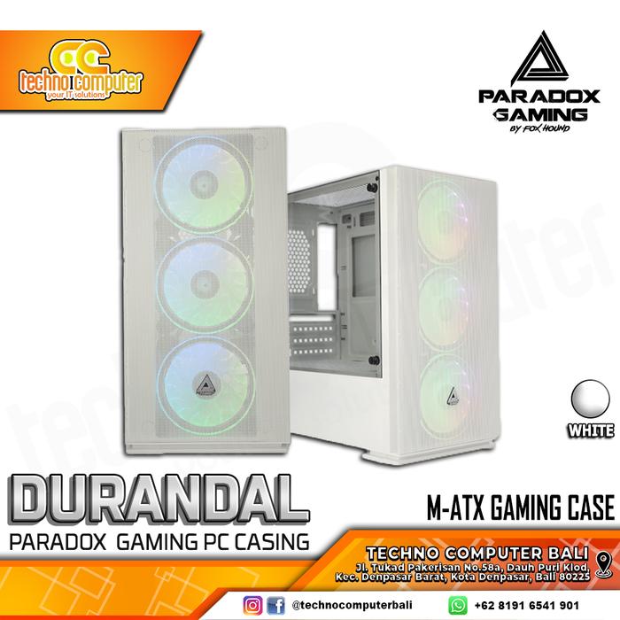 Gambar Casing PARADOX GAMING DURANDAL - M-ATX Gaming Case - Putih dari Techno Computer Bali undefined Tokopedia