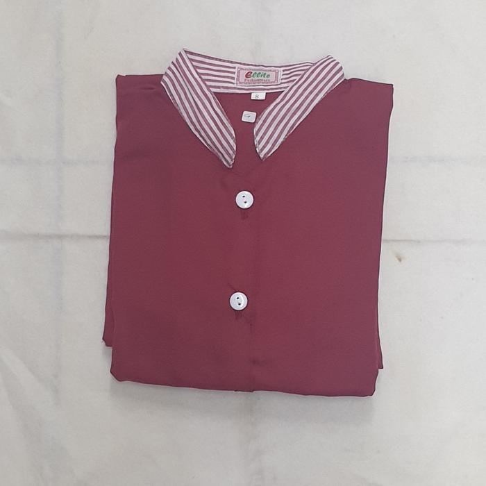 Gambar BAJU SERAGAM SUSTER MOTIF LEHER GARIS ( BAJU PENDEK + CELANA PANJANG ) - Maron, XL dari Ellite Baby & Kid Shop undefined Tokopedia