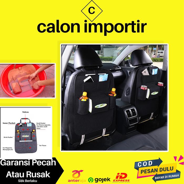 Gambar Tas Gantungan Barang Belakang Jok Mobil Car Seat Organizer Multifungsi - KAIN HITAM dari Calon Importir Ku undefined Tokopedia