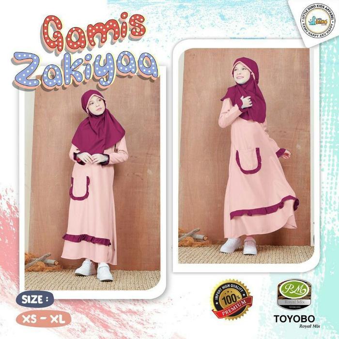 Gambar 6-13 tahun Zakiyaa gamis anak bahan toyobo royal mix Little dino dari ALIFA.KIDSTORE undefined 5 Tokopedia