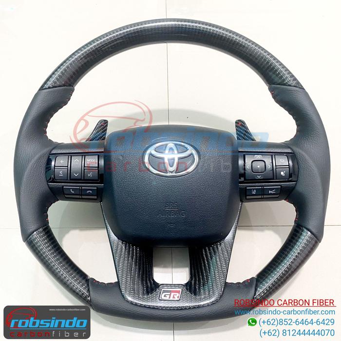Gambar stir setir steering wheel toyota fortuner VRz GR sport carbon asli - carbon 3 model dari Robsindo Carbon Fiber undefined Tokopedia