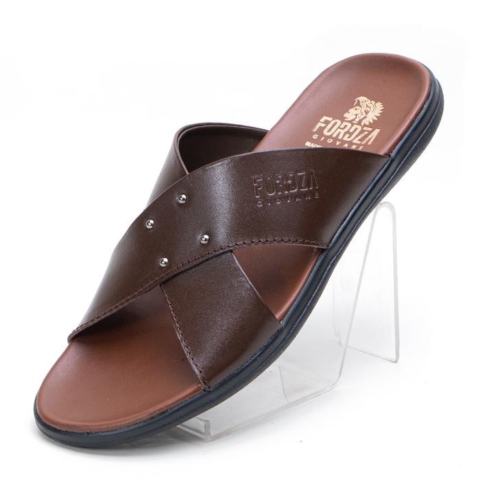 Gambar Sandal Pria Kulit Asli Selop Model Santai Anti Slip S443 - Cokelat, 39 dari Alta_shoes undefined Tokopedia