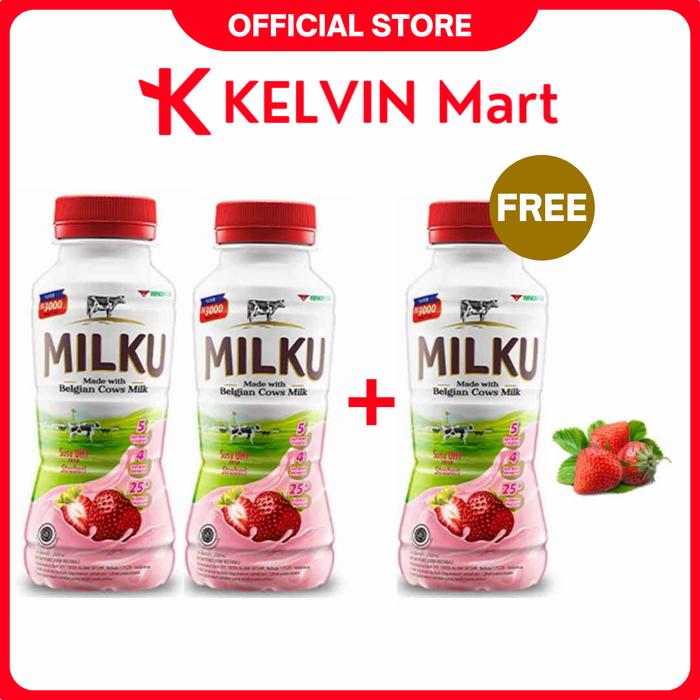 Gambar Milku Susu Cair Strawberry 200mL x 3 pcs (buy 2 free 1) | KELVIN Mart dari KELVIN Mart Official Shop undefined Tokopedia