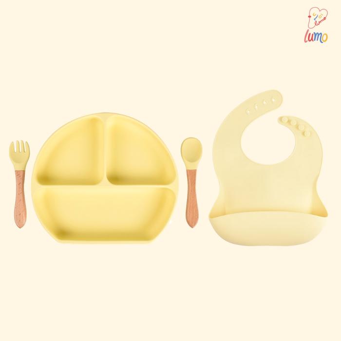 Gambar Food Grade Silicone Feeding Set - Alat Makan Bayi dan Anak - Yellow dari Lumo - Baby and Kids Apparel undefined Tokopedia