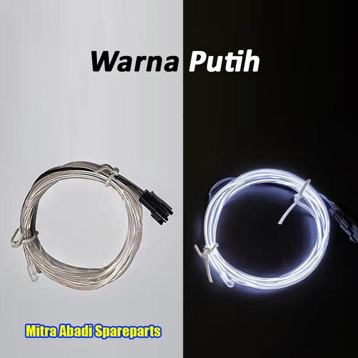 Gambar Lampu EL Wire 1 METER LED Light + Kabel Soket Konektor SIAP PAKAI - Putih dari Mitra Abadi Spareparts undefined Tokopedia