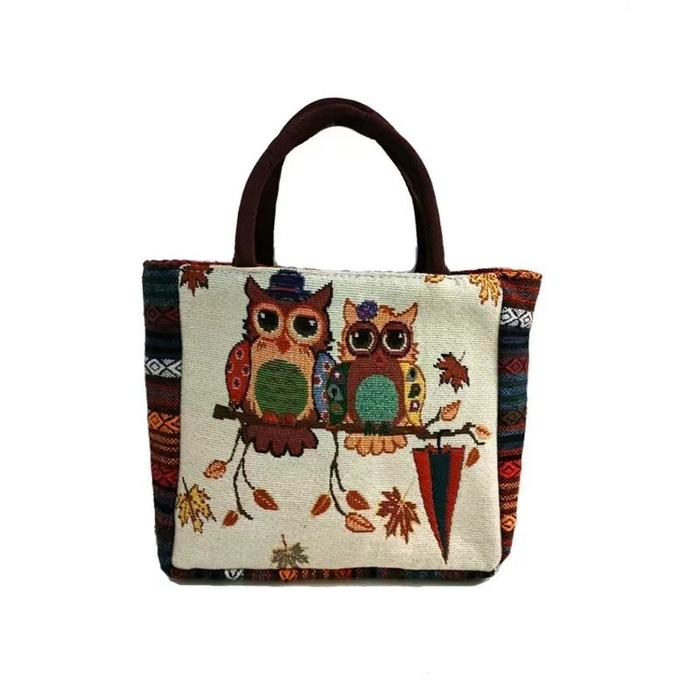 Gambar Tas Tangan Wanita/Tas Etnik/Tas Bahan Kain Kanvas Motif Owl - umbrella owl dari Home Decor Zega undefined Tokopedia