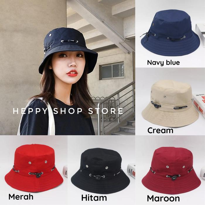 Jual topi bucket hat pria wanita polos 