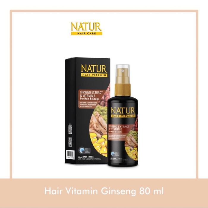 Gambar NATUR Hair VItamin 80ml - Argan Oil & Vitamin E | Ginseng Extract & Vitamin E | Aloe Vera Extract & Provitamin B5 - Hair, Vit Ginseng dari madame fany undefined Tokopedia