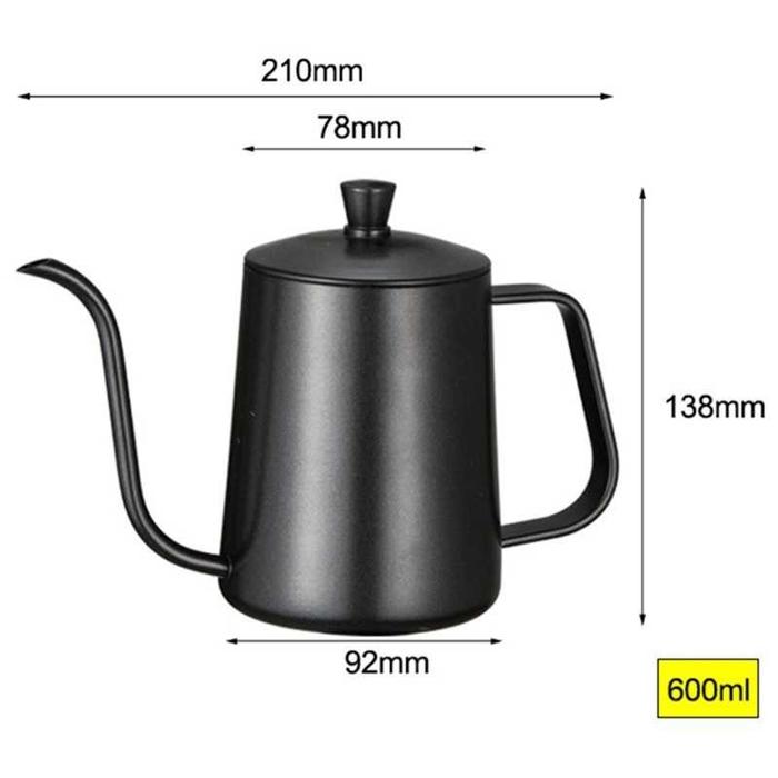 Gambar Ceret Kopi Leher Angsa V60 Gooseneck Pourover Drip Kettle 600 ml Black - Hitam dari Mokhabika undefined Tokopedia