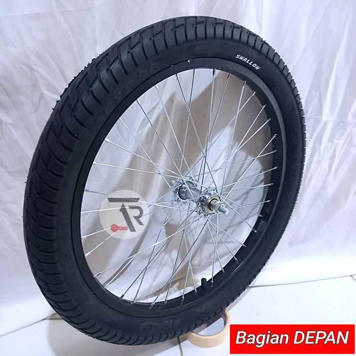 Gambar Roda sepeda 20in siap pakai lengkap ban luar dalam SWALLOW 20 x 2.30 - bagian DEPAN, Roda siap pakai dari @Artanajaya undefined Tokopedia