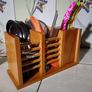 Gambar Rak pisau gunting set wadah pisau dapur tempat pisau kayu jati ASLI - pisau+sendok dari jossspeople outdoor undefined Tokopedia