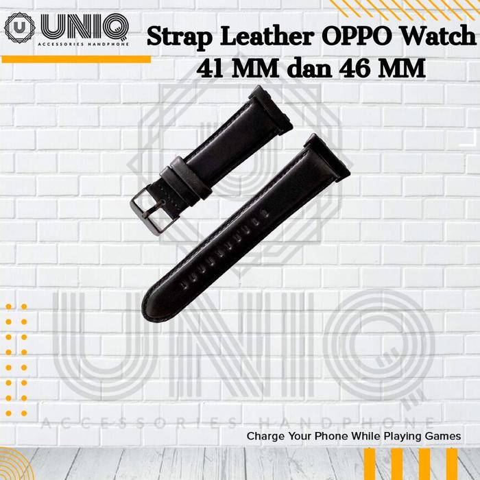 Gambar Strap Leather OPPO Watch 41mm 46mm Tali Jam Kulit Asli Oppo Watch - Black, 41mm dari Uniq Acc undefined Tokopedia