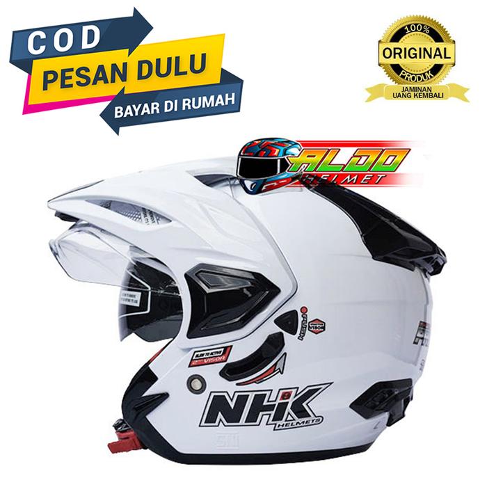 Gambar HELM NHK PREDATOR CRYPTON SOLID 2 VISOR WHITE ORIGINAL - XL dari aldohelm2 undefined Tokopedia