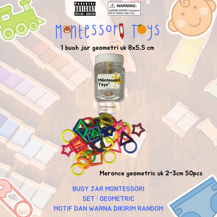 Gambar [PAKET LENGKAP] MAINAN BUSY JAR / MAINAN EDUKASI SENSORI MONTESSORI - Geometric dari Montessori Toys undefined Tokopedia