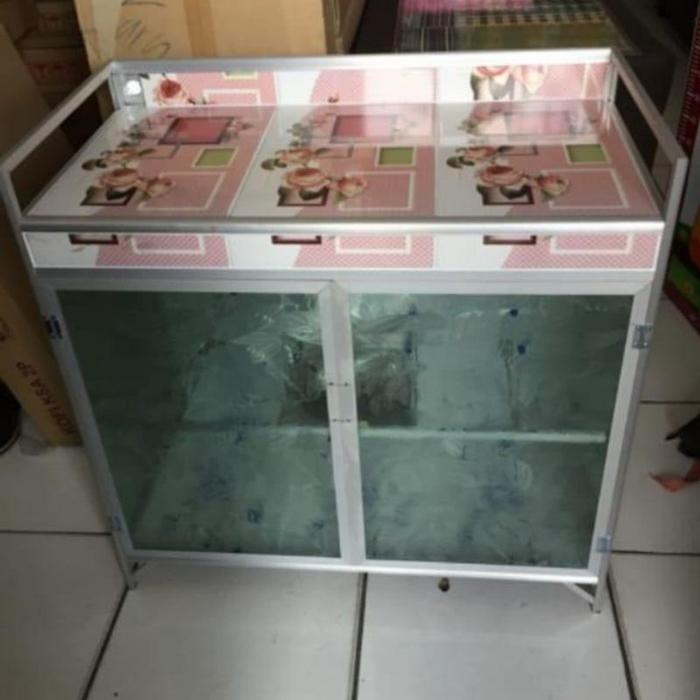 Gambar RAK KOMPOR 2 PINTU MEJA KOMPOR 3 PINTU RAK KOMPOR ALUMUNIUM KITCHEN - 2 pintu dari STOREMAJASARI undefined Tokopedia