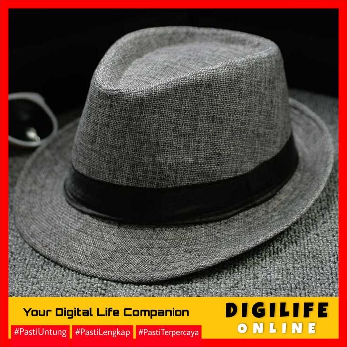 Gambar Topi Laken Jazz Vintage Cowboy Koboi Fedora Caping Pantai Country - Abu-abu dari DigiLife Online undefined Tokopedia