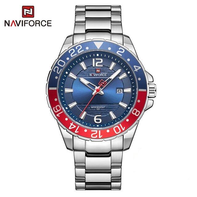 Gambar Jam Tangan Pria Naviforce 9192 Analog Tanggal Rantai Stainles Original - Silver Blue dari Naviforce_Official undefined Tokopedia