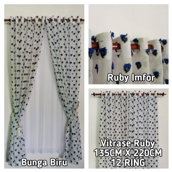 Gambar Gorden Vitrase Ruby Gorden Jendela Dan Pintu 12 Ring Grosir Murah - Bunga Biru dari Sinarwangi Jaya Gorden undefined Tokopedia