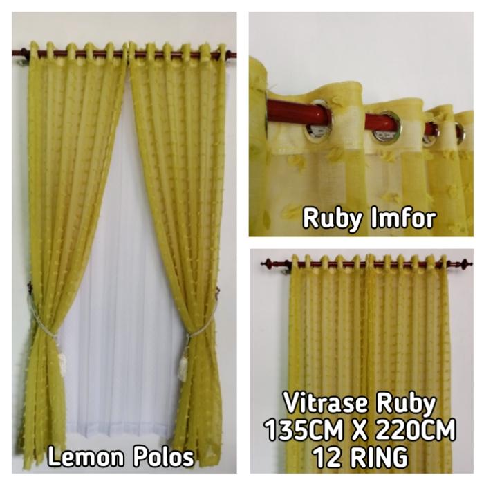 Gambar Gorden Vitrase Ruby Gorden Jendela Dan Pintu 12 Ring Grosir Murah - Lemon Polos dari Sinarwangi Jaya Gorden undefined Tokopedia