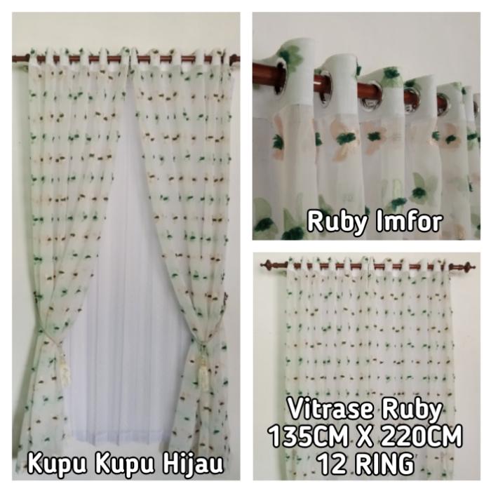 Gambar Gorden Vitrase Ruby Gorden Jendela Dan Pintu 12 Ring Grosir Murah - Kupu Hijau dari Sinarwangi Jaya Gorden undefined Tokopedia