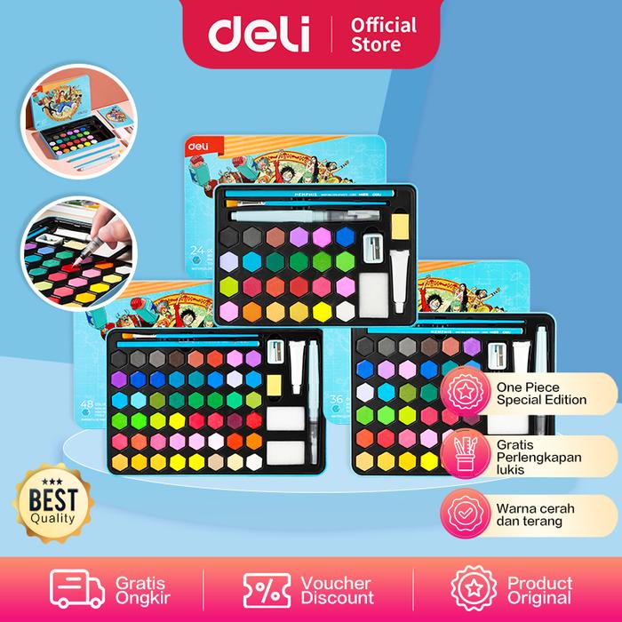 Gambar Deli Watercolor Painting / Set Cat Air Padat Edisi One Piece CC16-XX - 24 warna dari Deli Stationery Indonesia undefined Tokopedia