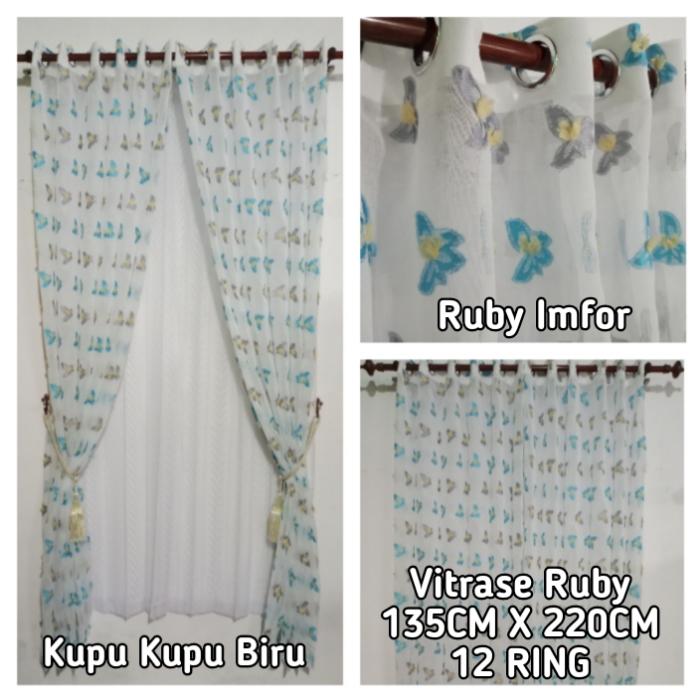 Gambar Gorden Vitrase Ruby Gorden Jendela Dan Pintu 12 Ring Grosir Murah - Biru Kupu dari Sinarwangi Jaya Gorden undefined Tokopedia