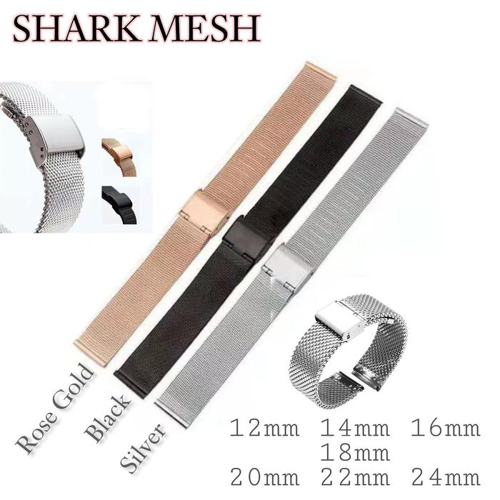 Gambar Tali jam tangan shark mesh Rantai Rante stainless pasir strap 12MM 24M - 12MM HITAM dari M.Rafan Abrisam undefined Tokopedia