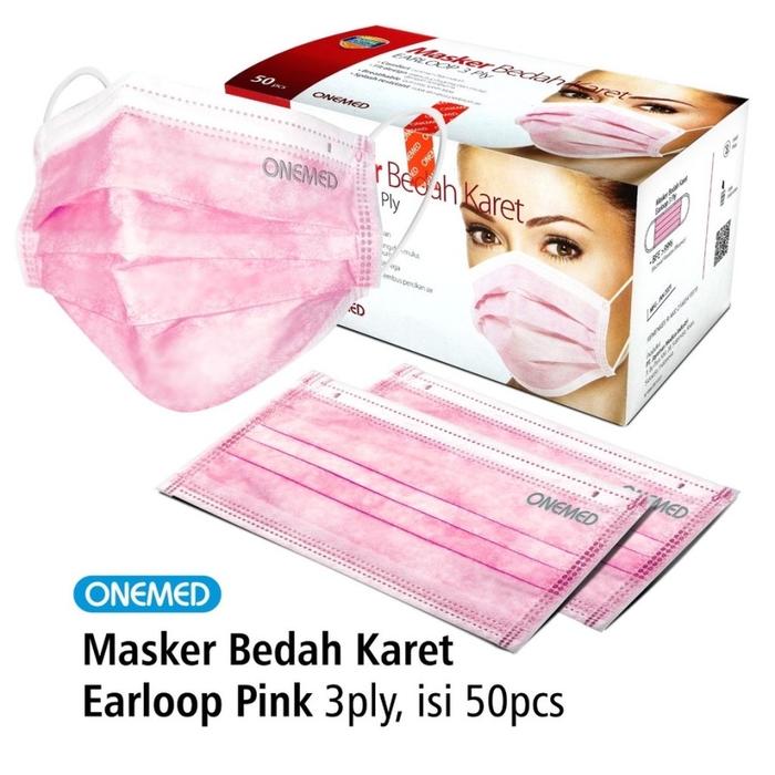 Gambar Masker onemed isi 50 earloop masker medis earloop one med - Hijau - pink dari citamedika undefined Tokopedia