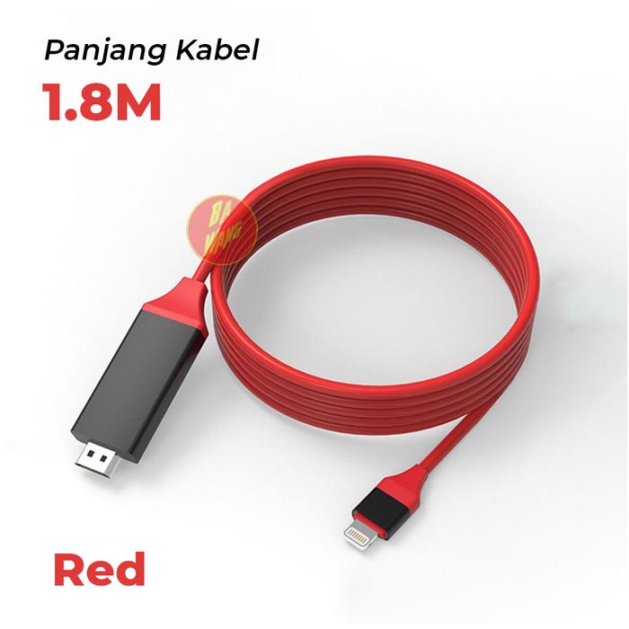 Gambar Kabel Lightning to HDMI 2K HDTV Cable iPhone IPAD Konverter Converter - Red dari Ba-Wang undefined Tokopedia
