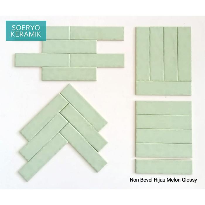 Gambar Keramik Dinding Kamar Mandi / Dapur Non Bevel Glossy ukuran 5×20 cm - Hijau Melon dari TOKO KERAMIK SOERYO cabang Bandung undefined Tokopedia