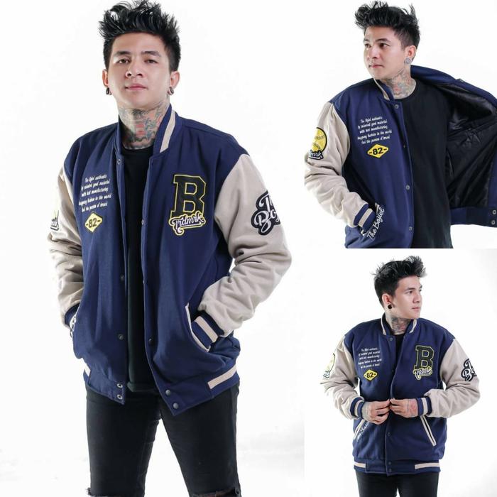 Gambar VARSITY KANJI JAKET PRIA SALVIO HEXIA ORIGINAL - nevi cream bjl, XL dari rlks apparel undefined Tokopedia