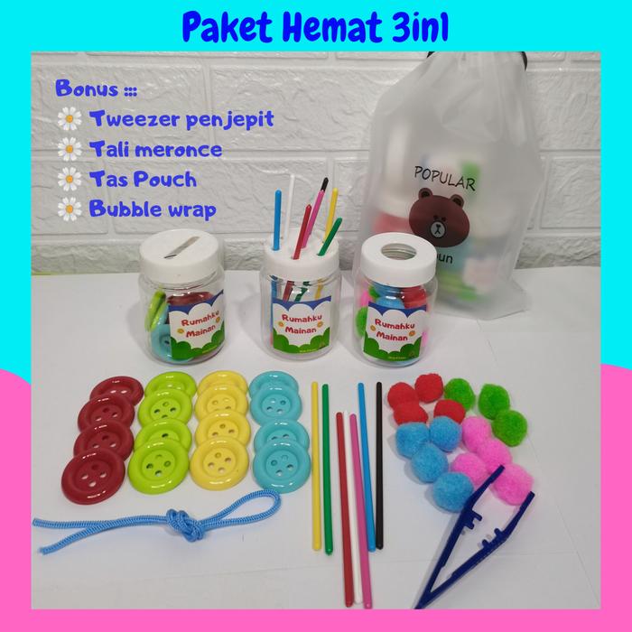 Gambar Busy Jar mainan edukasi montessori anak - busy jar 3in1 dari Retno|BukuBantalEdukasi undefined Tokopedia