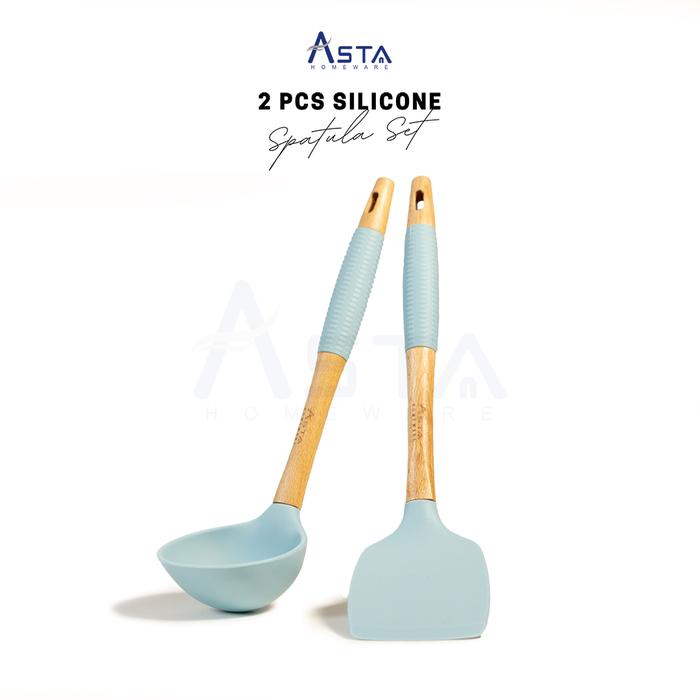 Gambar Asta Spatula Silikon Food Grade Tahan Panas Set 2 pcs Kitchenware - Biru Muda dari Asta Homeware undefined Tokopedia