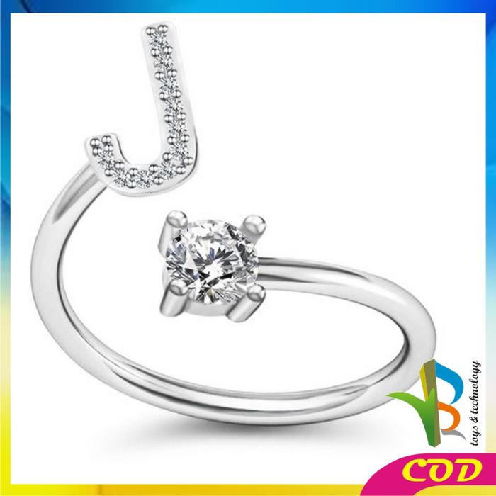 Gambar [COD] RB K59 Cincin Huruf Silver Abjad Huruf A-Z Stainless Inisial Nama - HURUF - J dari RB TOYS AND TECHNOLOGY undefined Tokopedia
