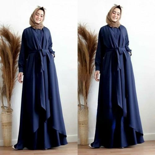 Gambar Baju Gamis Syari Wanita Terbaru Aluna Maxi Dress Termurah - Navy dari STARCIRCLE undefined Tokopedia
