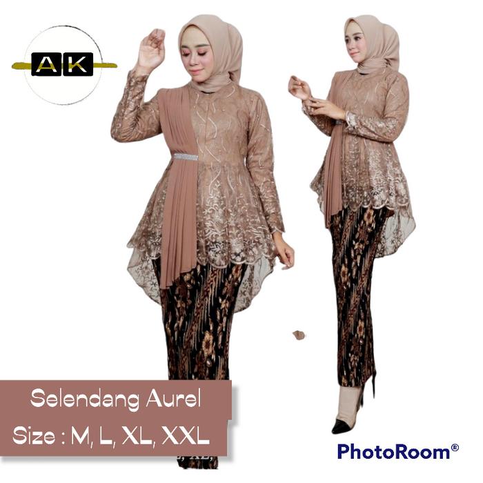 Gambar SET Kebaya Selendang Aurel / Kebaya Wisuda / Kebaya Modern / Kebaya - Mocca, XXL dari Astutikebaya undefined Tokopedia