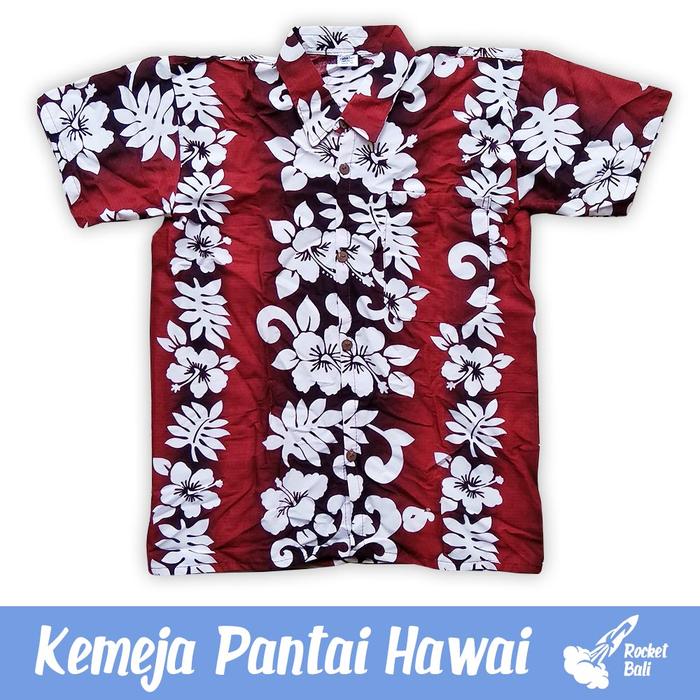 Gambar Baju Floral - Baju Pantai - Kemeja Pantai Bali Motif Bunga Warna Abu - Maroon, M dari Rocket Bali undefined Tokopedia