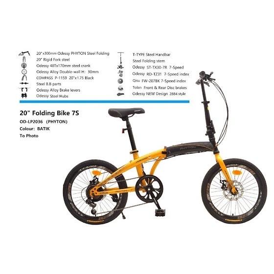 Gambar Sepeda lipat Folding Odessy Phyton 20 inch - Black - Yellow dari sepeda makmur_NEW undefined 2 Tokopedia