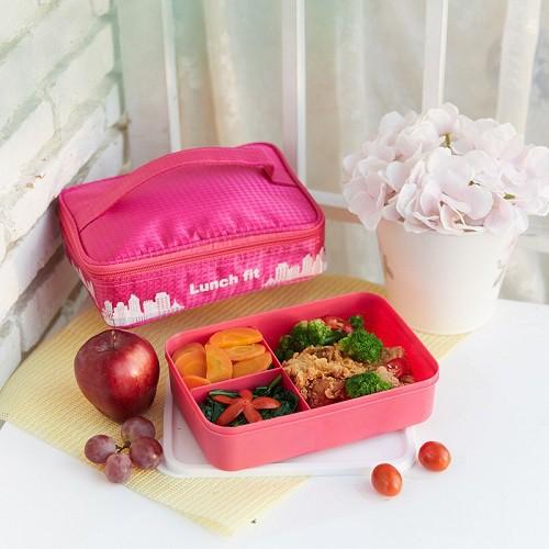 Gambar Tempat makanan tas bekal lunch box set fit kotak makanan - lunch fit pink dari Willbebetter23 undefined Tokopedia