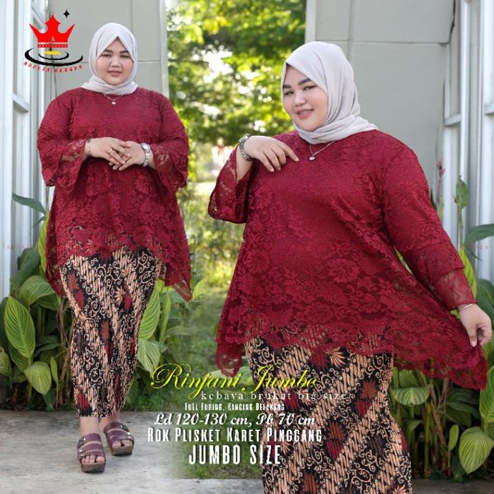 Gambar kebaya brukat rinjani jumbo LD 130/kebaya jumbo/kebaya rinjani - maroon, L dari towosolshop undefined Tokopedia