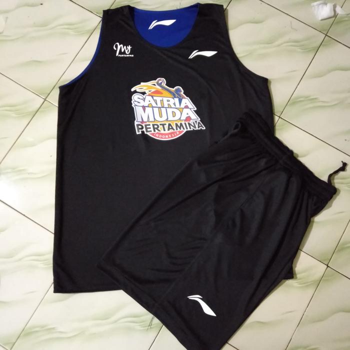 Gambar jersey basket satria muda pertamina/jersey basketball pria/wanita - biru-hitam, S dari APANDI JERSEY undefined Tokopedia