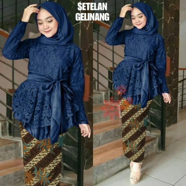 Gambar SET GELINANG/KEBAYA BRUKAT FURING/SETELAN KEBAYA MODERN/WISUDA - Navy, XL (64-75kg) dari Ns Fashions undefined Tokopedia