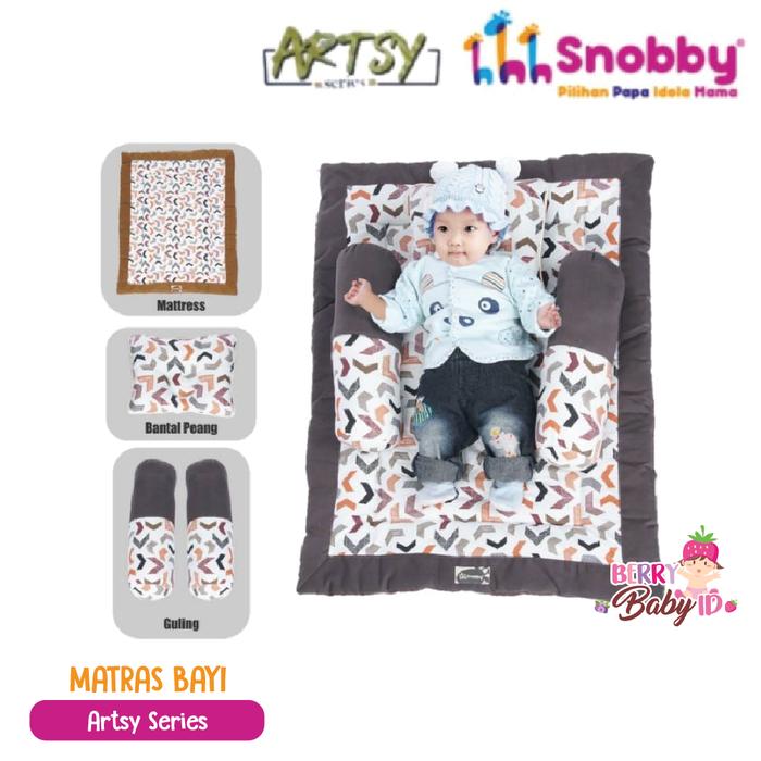 Gambar Snobby Set Matras Bayi Bantal Guling Perlengkapan Tidur Baby Mattress - Artsy Grey dari Berry Baby undefined Tokopedia