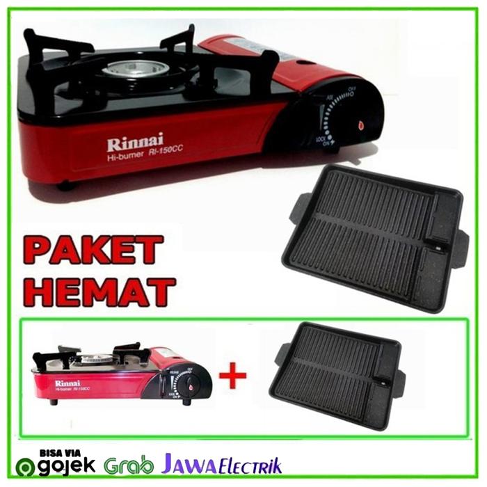 Gambar PAKET KOMPOR PORTABLE RINNAI RI 150 CC+ Grill GFF BBQ Persegi - +GRILL PERSEGI dari Jawa Electrik undefined Tokopedia
