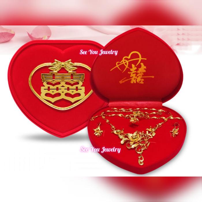 Gambar Kotak Set Perhiasan Emas Sangjit Lamaran Merah Kalung Cincin Anting dari SeeYouJewelry undefined Tokopedia