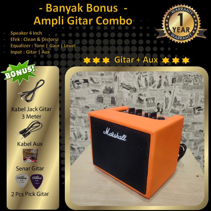 Gambar Ampli Gitar 5 inch 2 Input Banyak Bonus - Panel Atas, Tanpa Kayu dari Cesara Music undefined Tokopedia
