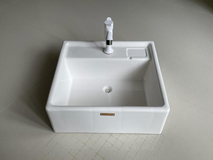 Gambar Wastafel Set Plastik Besar Kotak Lebar dengan kaki kuat tebal no keramik outdoor tahan panas bak cuci tangan cuci piring Air Kran - Tanpa Kaki dari Jooall undefined Tokopedia