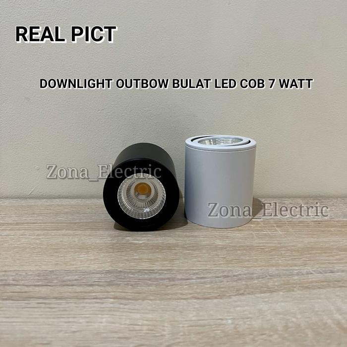 Gambar DOWNLIGHT OUTBOW BULAT LED COB 7 WATT / LAMPU PLAFON TEMPEL TERAS - Bodi Putih, CahayaWarmWhite dari zona electric undefined Tokopedia