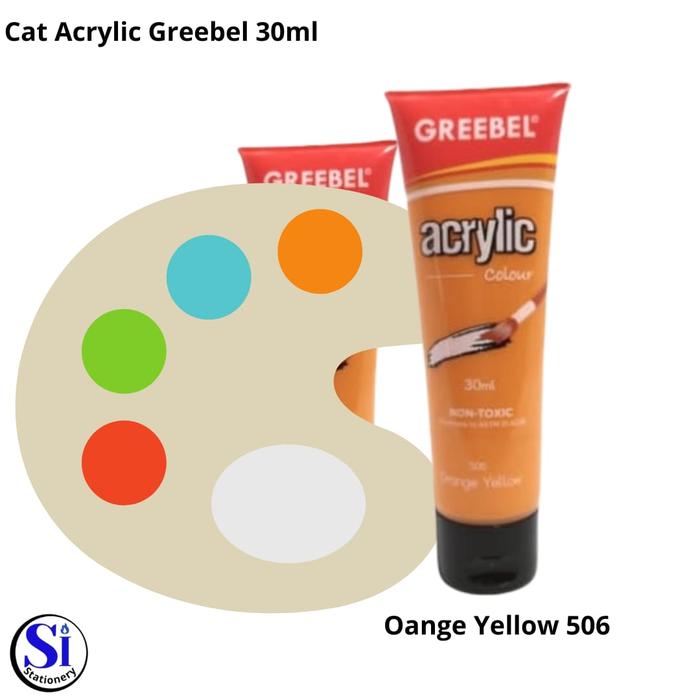 Gambar Cat Acrylic Colour Greebel 30ml/Cat Greebel Acrylic Tube - Orange Yellow dari SI Stationery undefined Tokopedia